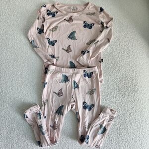 Kyte BABY Bamboo Pink Butterfly Long Sleeve Pajama Set